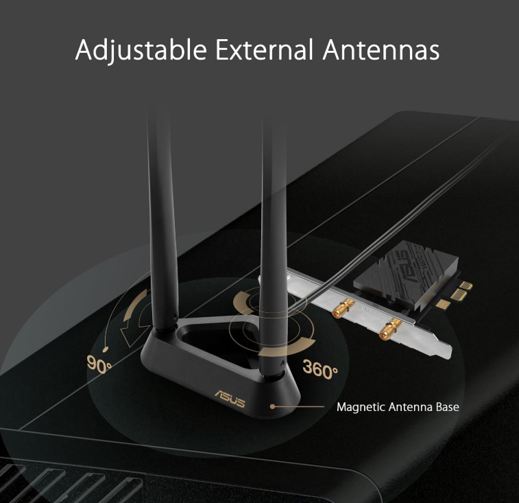 ASUS Wi-Fi 7 PCIe Adapter with Magnetic Base - PCE-BE92BT