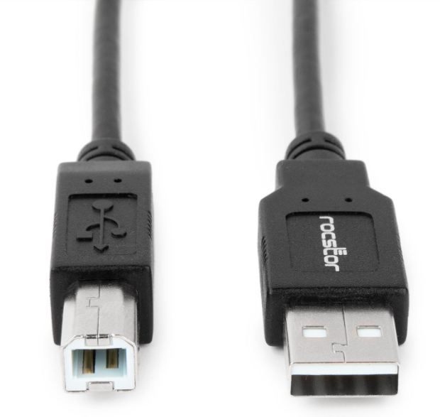 Rocstor USB 2.0 Type-A Male to USB Type-B Male Cable - 10' - Black - Y10C115-B1
