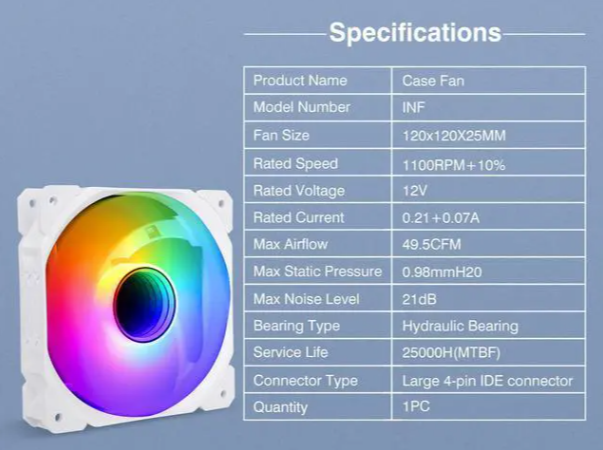 SAMA 12CM Case Fan White - INFW FRGB 120MM