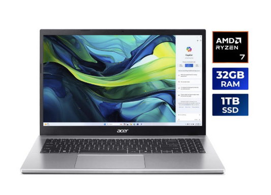 Acer Aspire Go 15.6" Laptop AMD Ryzen 7 7730U, 32GB RAM, 1TB SSD