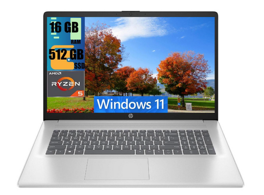 HP 17 Laptop - 17.3" FHD - AMD Ryzen 5 7430U Processor - 16GB DDR4 - 512GB - Windows 11 Pro