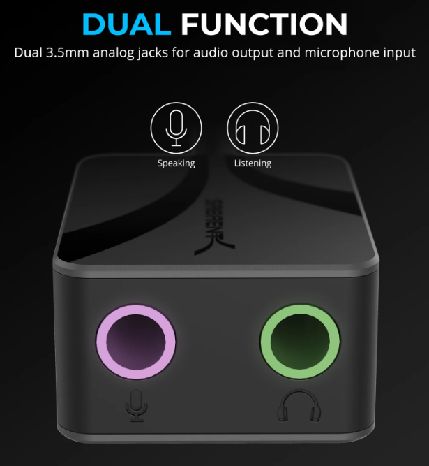 Sabrent USB-C to Dual 3.5mm Audio Adapter - AU-UCMA