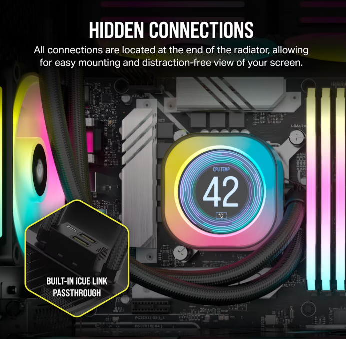 CORSAIR iCUE Link H100i LCD Liquid CPU Cooler