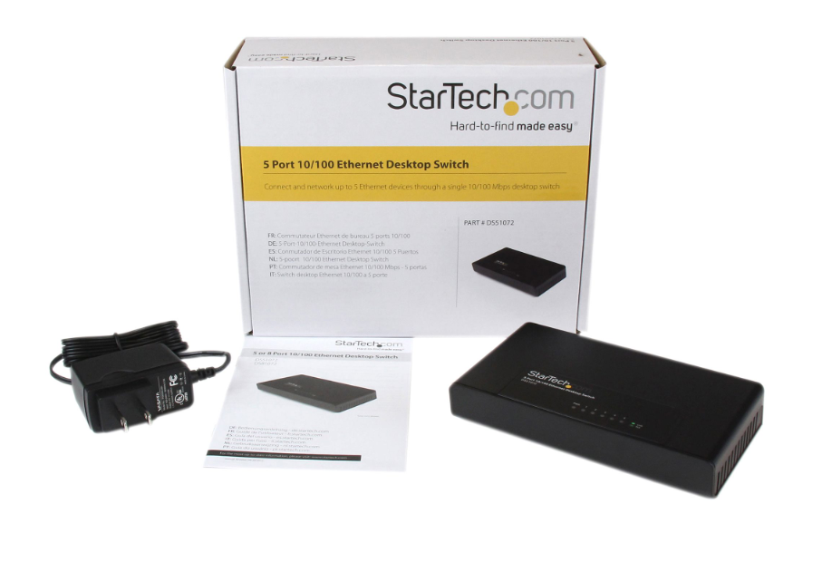 StarTech 5 Port Ethernet - 10/100 Desktop Wall Mount Network Switch - DS51072