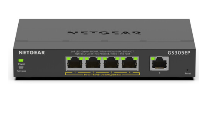 NETGEAR 5 Port Gigabit PoE+ Compliant Managed Switch - GS305EP