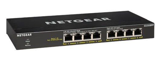 NETGEAR 8-Port Gigabit PoE+ Compliant Unmanaged Switch - GS308PP