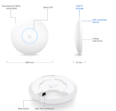 Ubiquiti Dual-Band Wi-Fi 6 Access Point - U6+-US