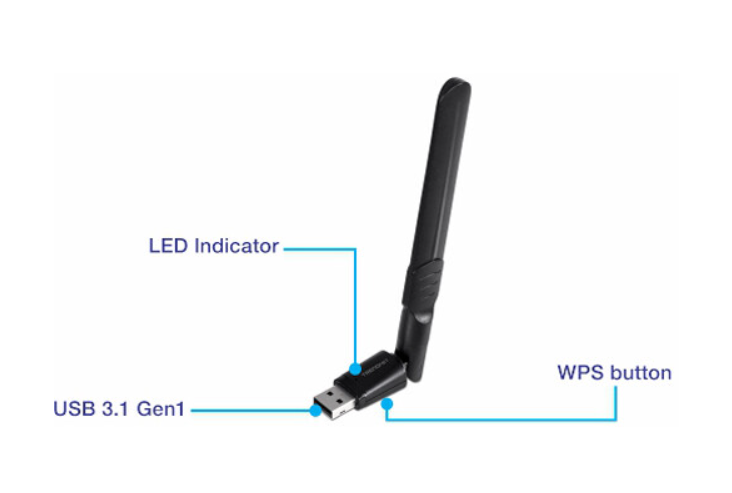 TRENDnet AC1200 Wireless Dual-Band Wi-Fi USB Adapter - TEW-805UBH