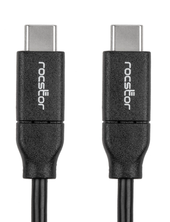 Rocstor USB-C 2.0 Male Charging Cable - 6.6' - Black - Y10C288-B1