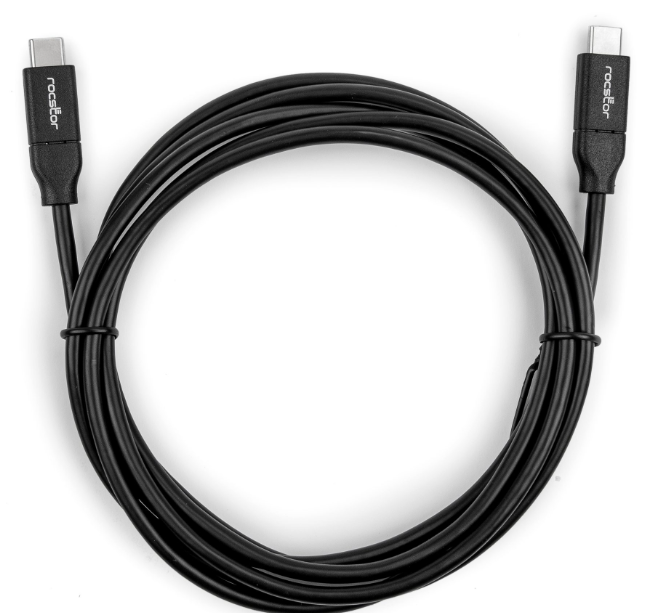 Rocstor USB-C 2.0 Male Charging Cable - 6.6' - Black - Y10C288-B1