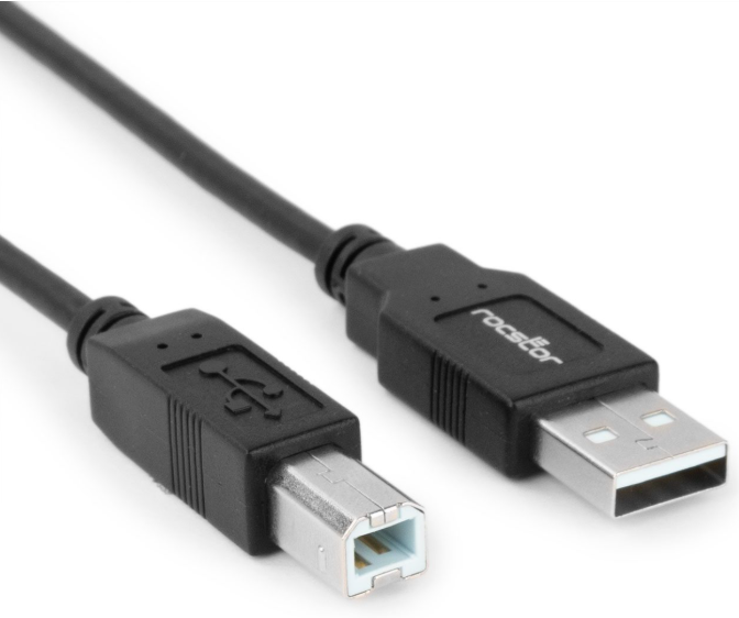 Rocstor USB 2.0 Type-A Male to USB Type-B Male Cable - 10' - Black - Y10C115-B1