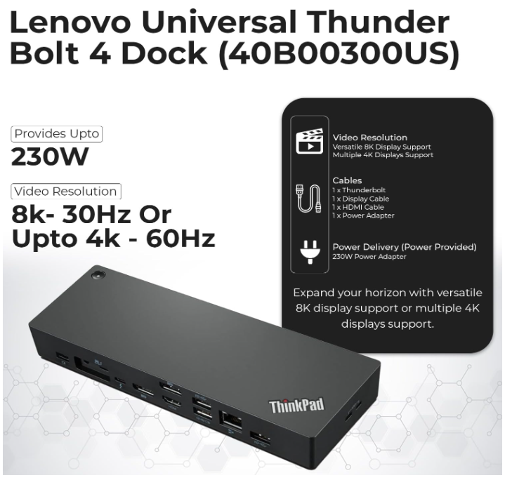 Lenovo ThinkPad Thunderbolt 4 Workstation Dock - 40B00300US