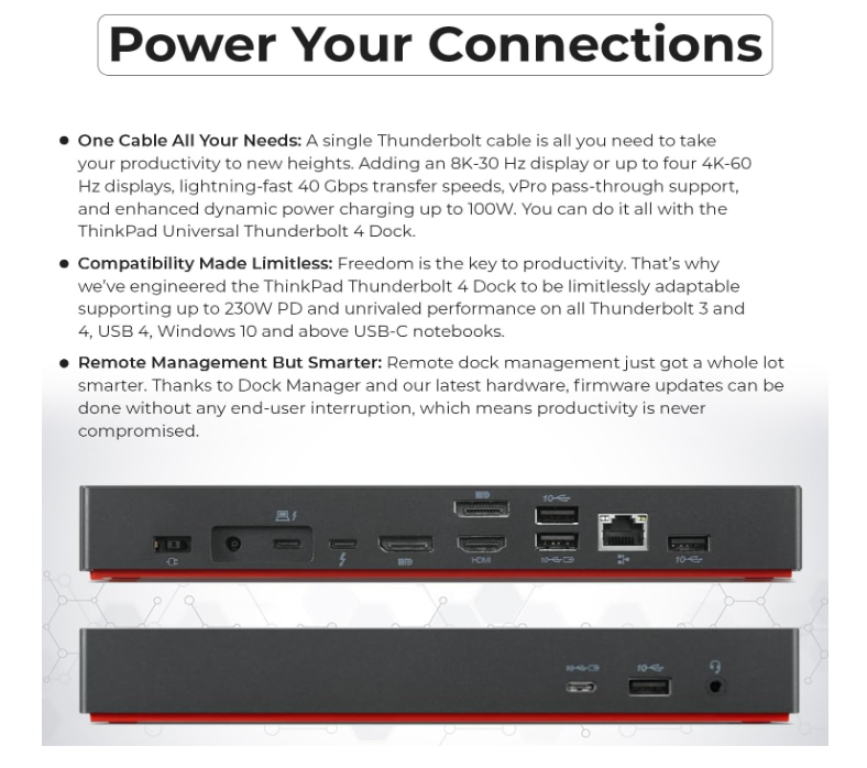 Lenovo ThinkPad Thunderbolt 4 Workstation Dock - 40B00300US