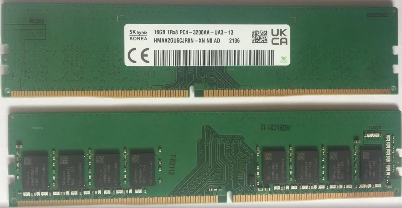 SKHynix 16GB DDR4 3200 UDIMM - HMAA2GU6CJR8N-XN - USED